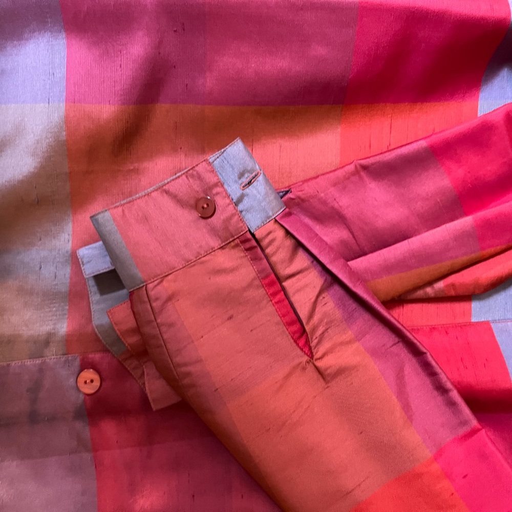 Silk block shirt/jacket